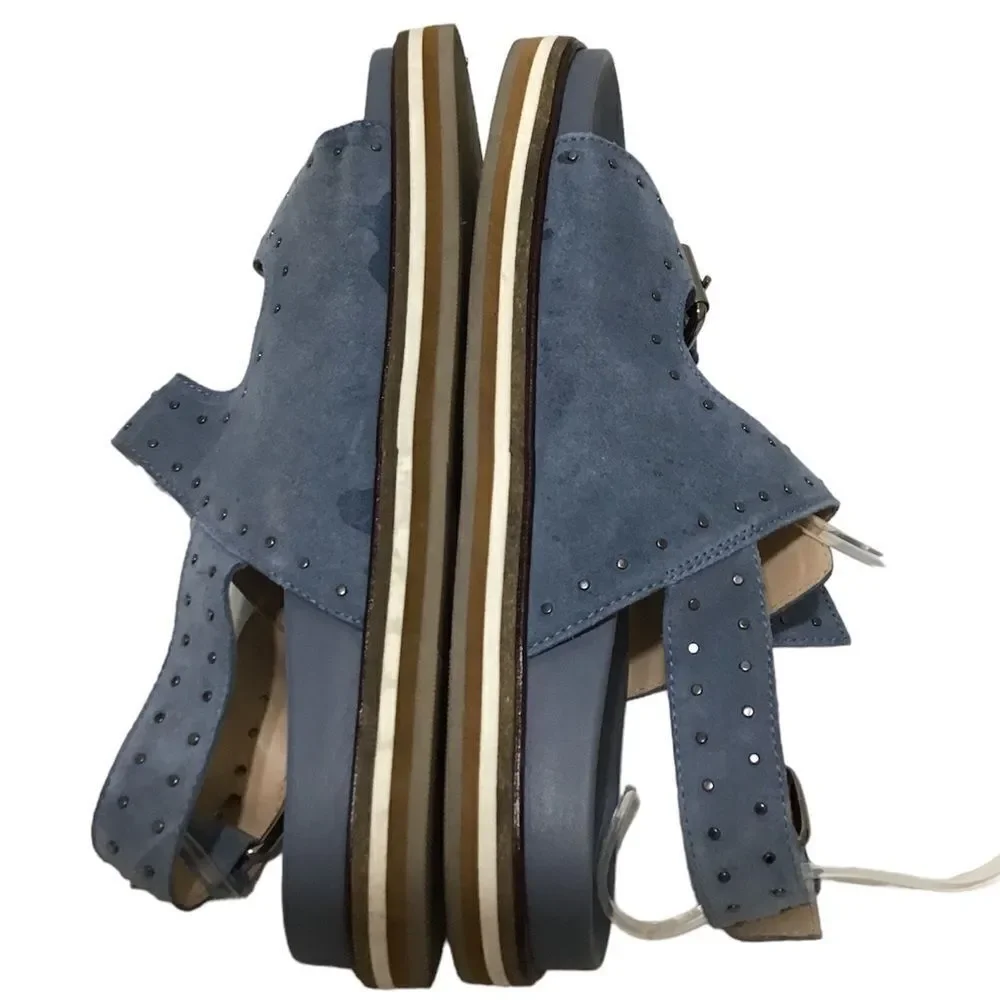 Anthropologie Pilcro Blue Suede Slingback Sandals Size 41